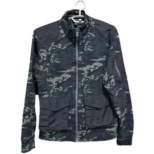 INC International Concepts Womens Utility Jacket Size L Green Camouflage Cotton